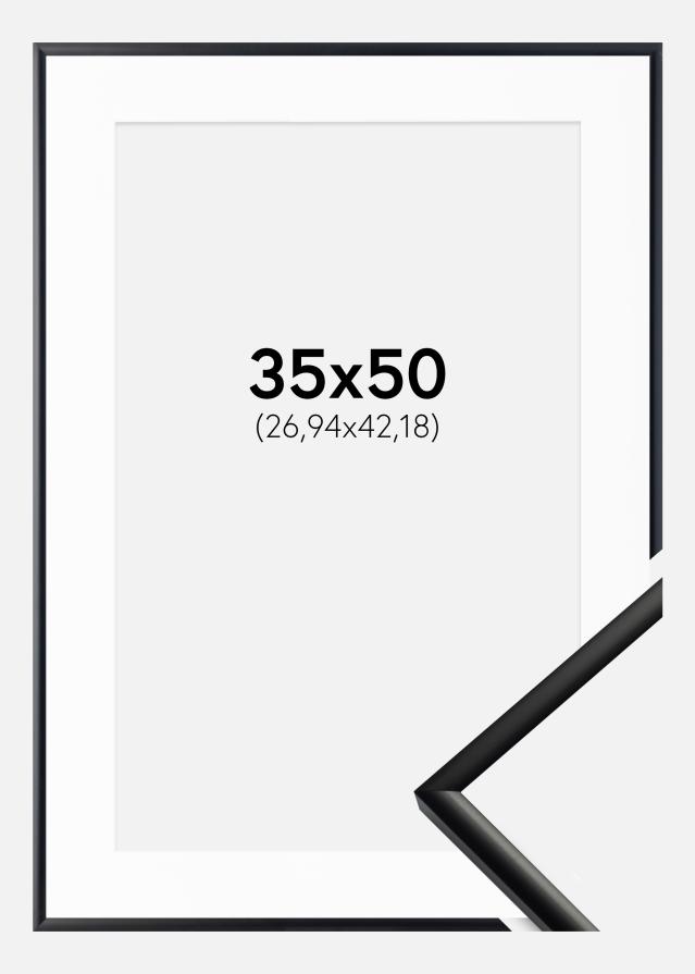 Ram med passepartou Fotolijst New Lifestyle Mat Zwart 35x50 cm - Passe-partout Wit 11x17 inches