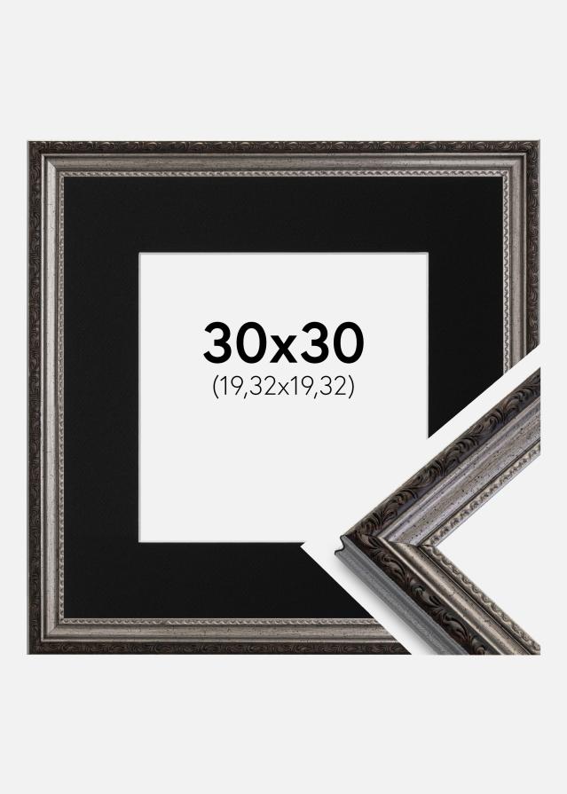 Ram med passepartou Fotolijst Abisko Zilver 30x30 cm - Passe-partout Zwart 8x8 inches