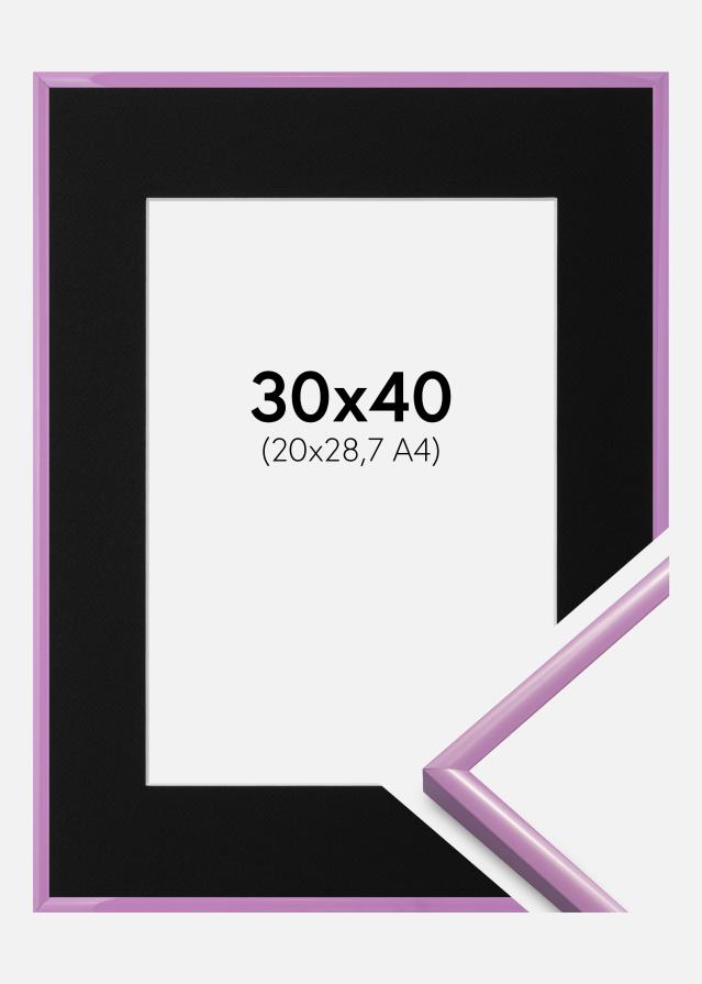 Ram med passepartou Fotolijst New Lifestyle Licht Paars 30x40 cm - Passe-partout Zwart 21x29,7 cm