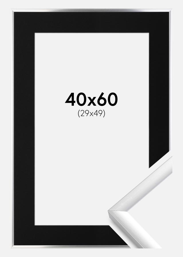 Ram med passepartou Fotolijst New Lifestyle Zilver 40x60 cm - Passe-partout Zwart 30x50 cm
