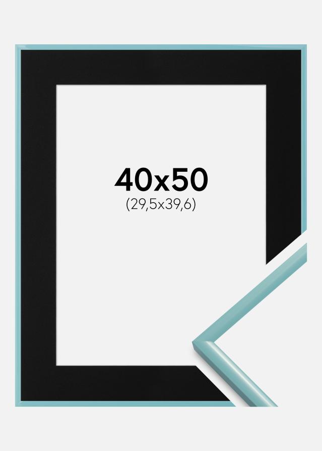 Ram med passepartou Fotolijst New Lifestyle Turquoise 40x50 cm - Passe-partout Zwart 12x16 inches