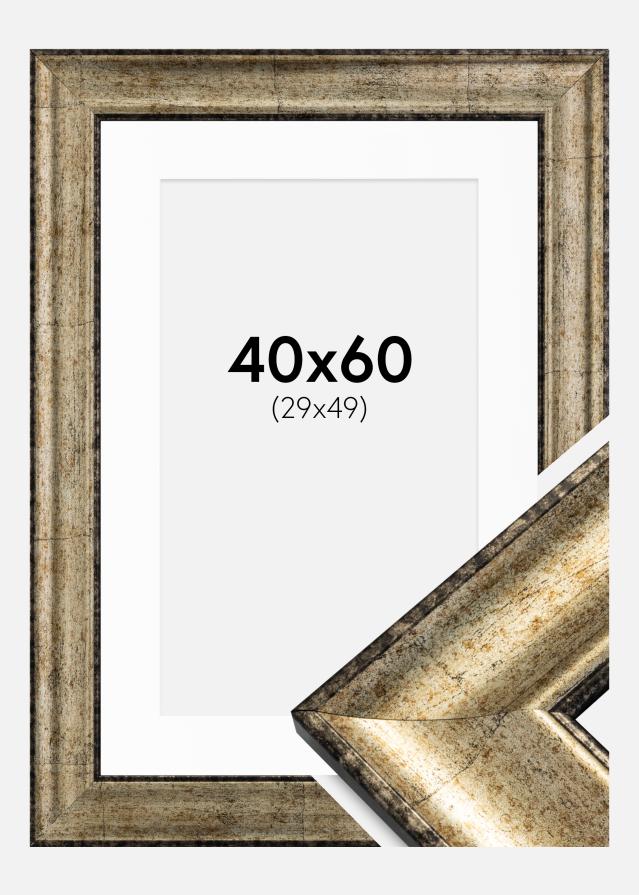 Ram med passepartou Fotolijst Saltsjöbaden Antiek Goud 40x60 cm - Passe-partout Wit 30x50 cm
