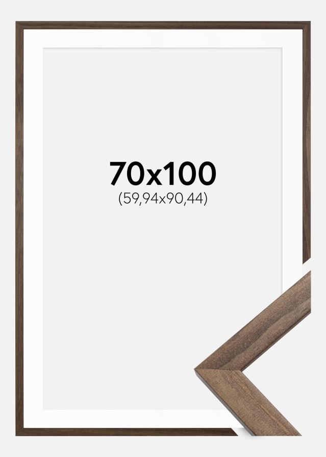 Ram med passepartou Fotolijst Stilren Walnoot 70x100 cm - Passe-partout Wit 24x36 inches