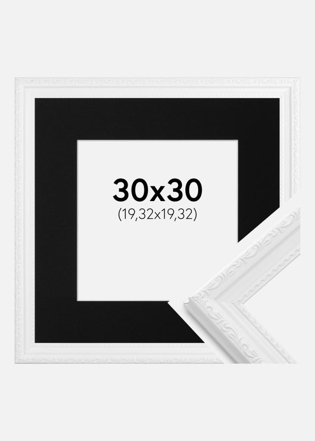 Ram med passepartou Fotolijst Abisko Wit 30x30 cm - Passe-partout Zwart 8x8 inches