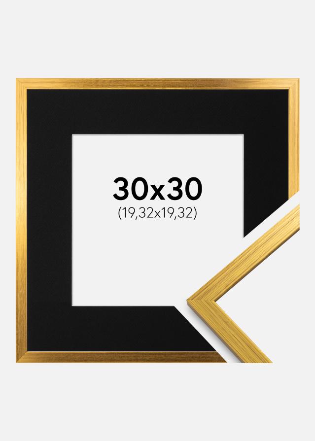 Ram med passepartou Fotolijst Edsbyn Goud 30x30 cm - Passe-partout Zwart 8x8 inches
