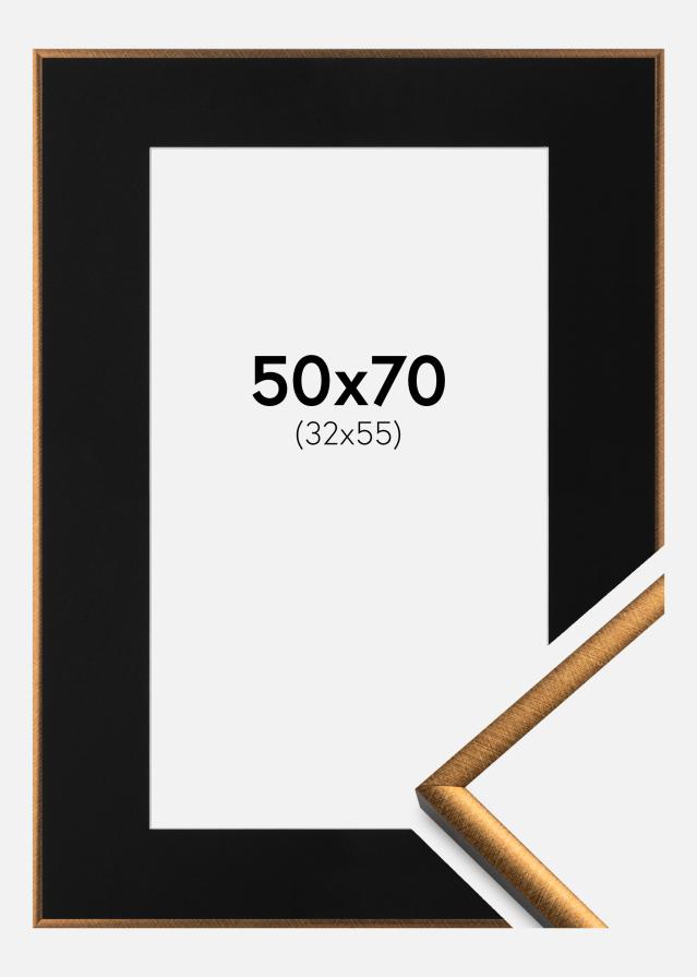 Ram med passepartou Fotolijst New Lifestyle Brons 50x70 cm - Passe-partout Zwart 33x56 cm