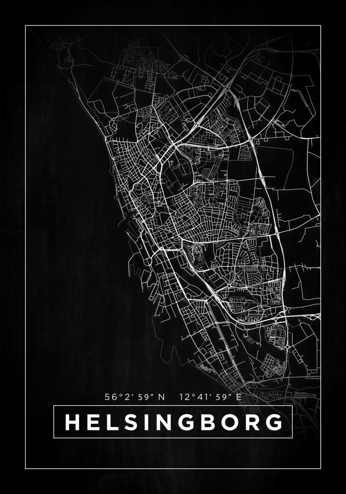 Bildverkstad Map - Helsingborg - Black Poster