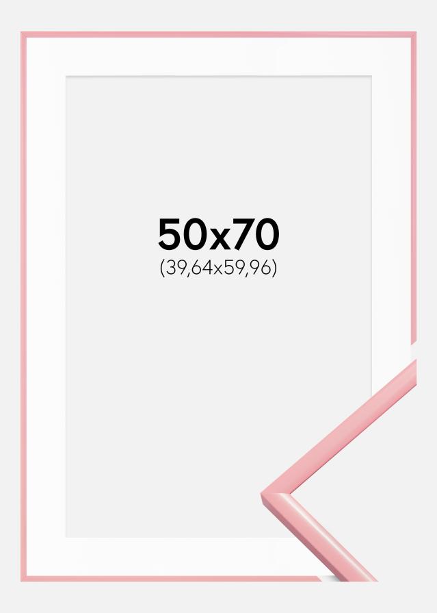 Ram med passepartou Fotolijst New Lifestyle Roze 50x70 cm - Passe-partout Wit 16x24 inches