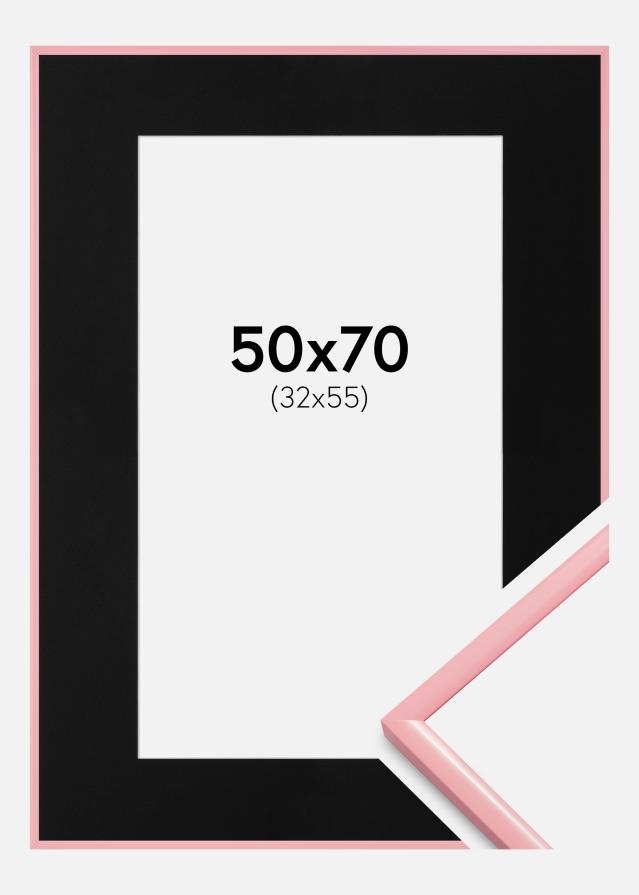 Ram med passepartou Fotolijst New Lifestyle Roze 50x70 cm - Passe-partout Zwart 33x56 cm