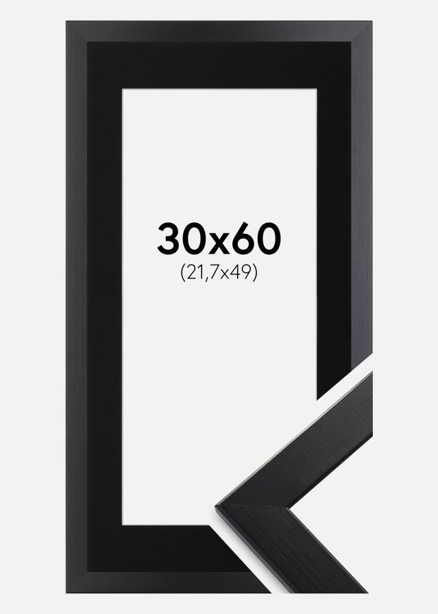 Ram med passepartou Fotolijst Trendline Zwart 30x60 cm - Passe-partout Zwart 22,7x50 cm