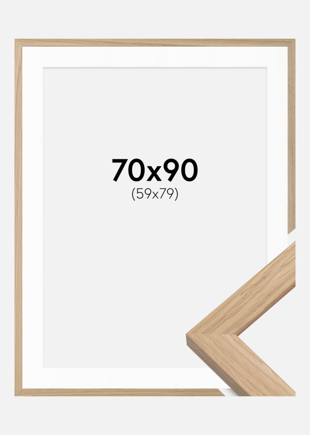 Ram med passepartou Fotolijst Oak Wood 70x90 cm - Passe-partout Wit 60x80 cm