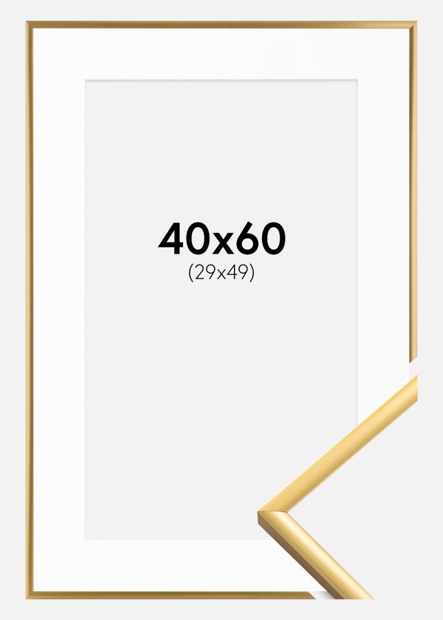 Ram med passepartou Fotolijst New Lifestyle Shiny Gold 40x60 cm - Passe-partout Wit 30x50 cm