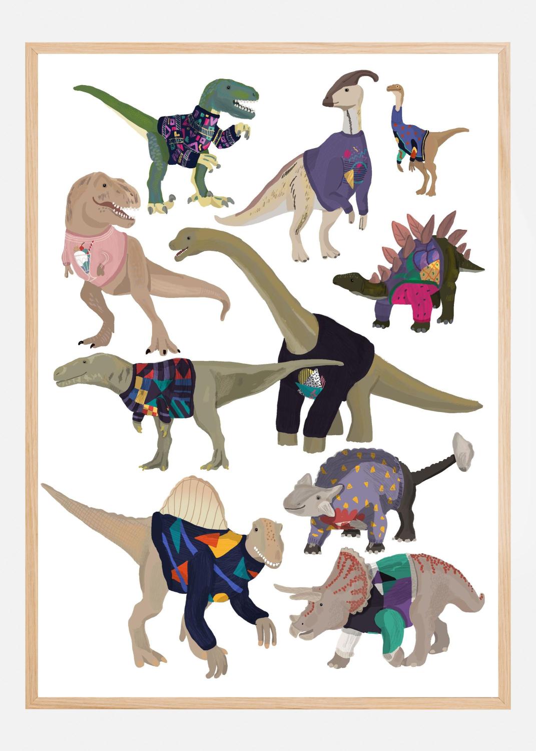 Product Image for Dinosaurs In 80s Jumpers Poster (50x70 cm)