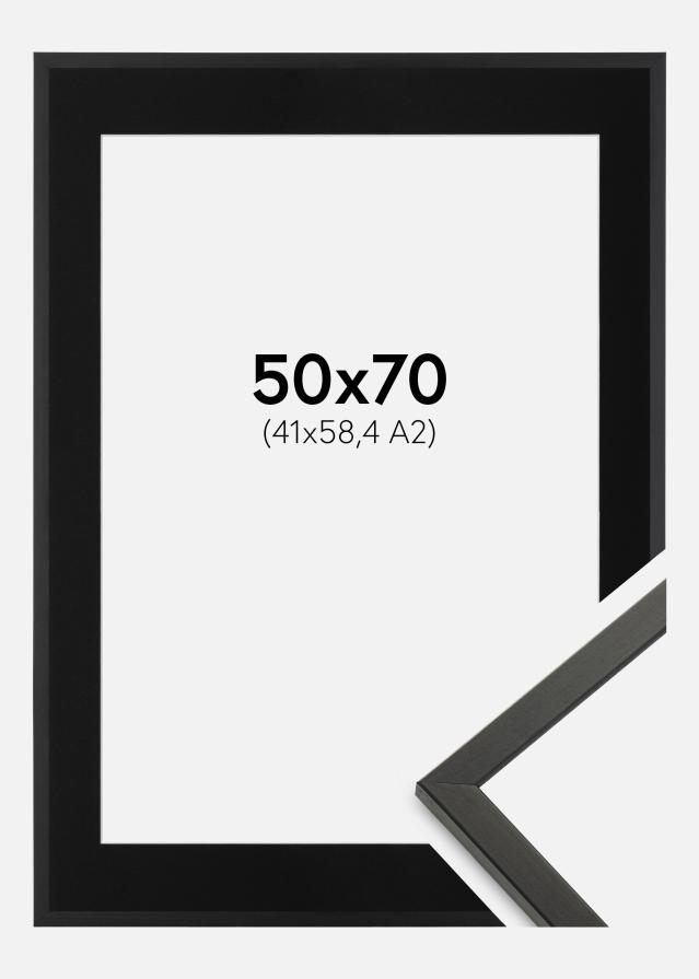 Ram med passepartou Fotolijst Galant Zwart 50x70 cm - Passe-partout Zwart 42x59,4 cm (A2)