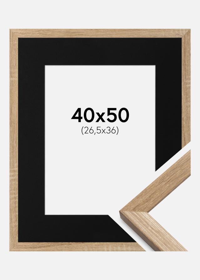 Ram med passepartou Fotolijst Fiorito Licht Eiken 40x50 cm - Passe-partout Zwart 27,5x37 cm