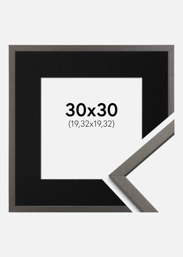 Ram med passepartou Fotolijst Edsbyn Grafiet 30x30 cm - Passe-partout Zwart 8x8 inches