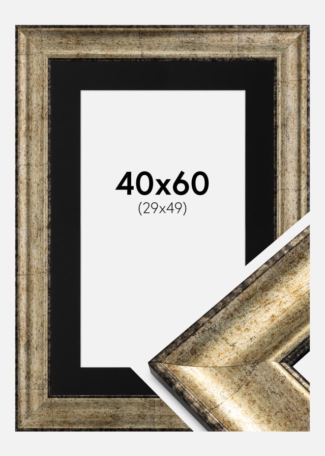 Ram med passepartou Fotolijst Saltsjöbaden Antiek Goud 40x60 cm - Passe-partout Zwart 30x50 cm