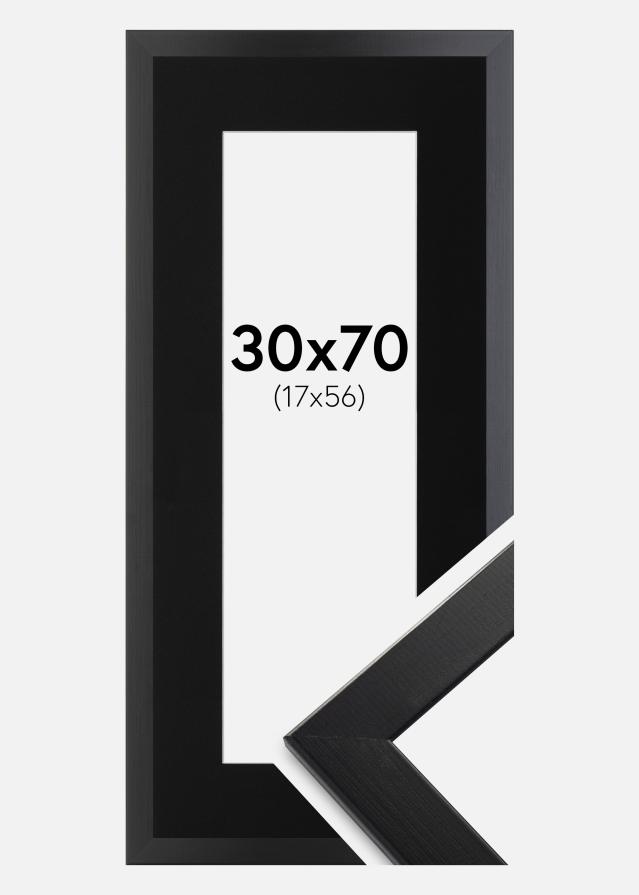 Ram med passepartou Fotolijst Trendline Zwart 30x70 cm - Passe-partout Zwart 18x57 cm