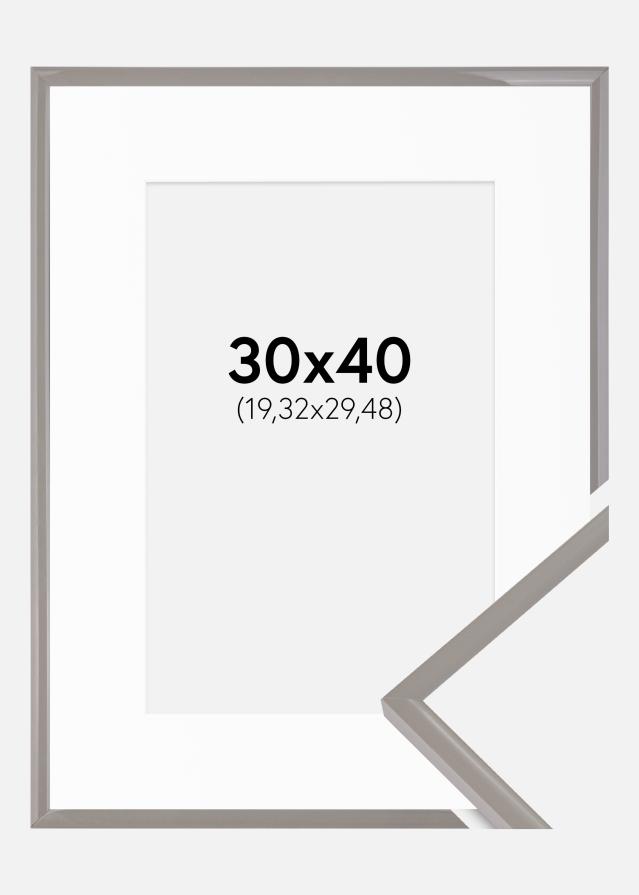 Ram med passepartou Fotolijst New Lifestyle Earth Grey 30x40 cm - Passe-partout Wit 8x12 inches