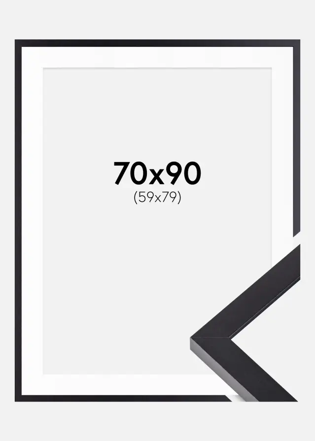 Ram med passepartou Fotolijst Selection Zwart 70x90 cm - Passe-partout Wit 60x80 cm