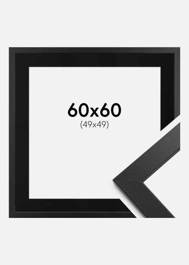 Ram med passepartou Fotolijst Black Wood 60x60 cm - Passe-partout Zwart 50x50 cm