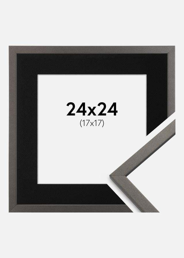 Ram med passepartou Fotolijst Edsbyn Grafiet 24x24 cm - Passe-partout Zwart 18x18 cm