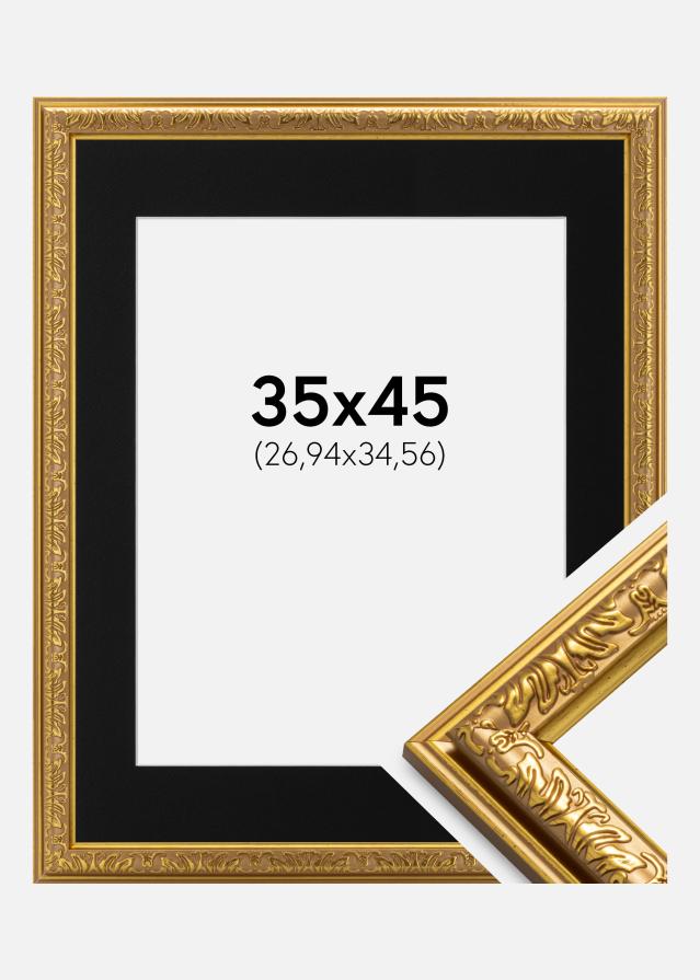 Ram med passepartou Fotolijst Nostalgia Goud 35x45 cm - Passe-partout Zwart 11x14 inches