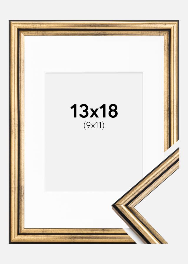Ram med passepartou Fotolijst Horndal Goud 13x18 cm - Passe-partout Wit 10x12 cm