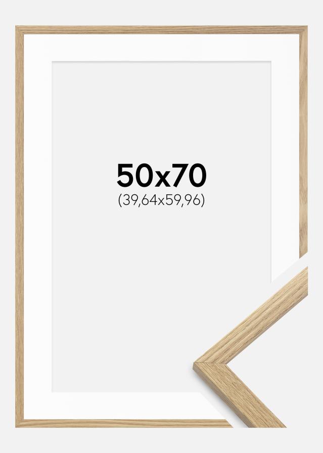 Ram med passepartou Fotolijst Trendy Eiken 50x70 cm - Passe-partout Wit 16x24 inches
