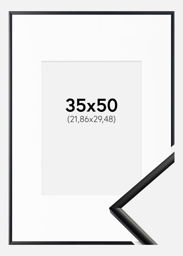 Ram med passepartou Fotolijst New Lifestyle Mat Zwart 35x50 cm - Passe-partout Wit 9x12 inches