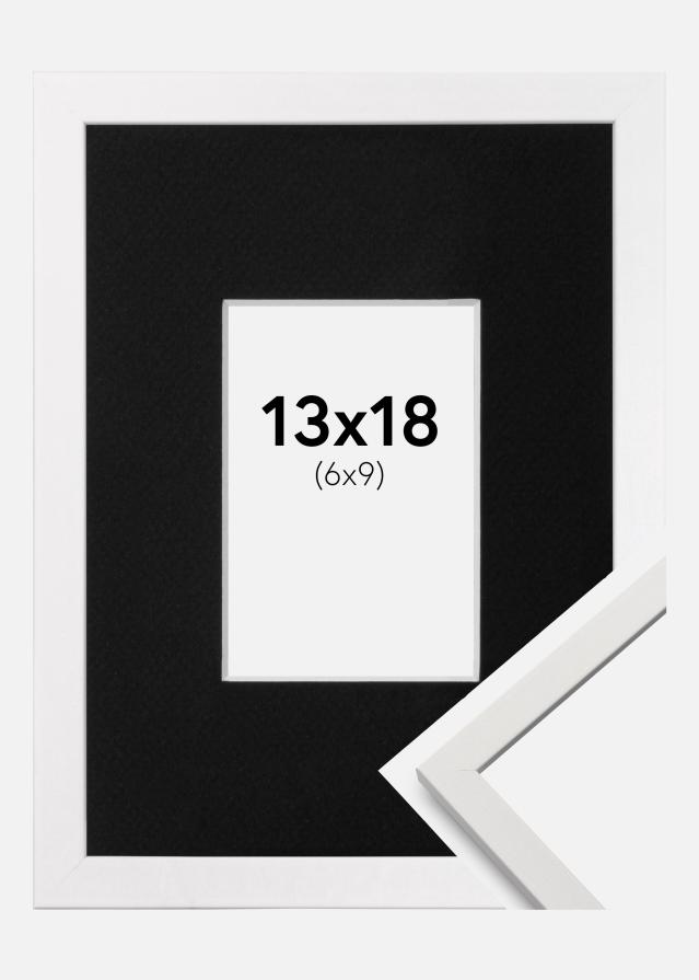 Ram med passepartou Fotolijst Edsbyn Wit 13x18 cm - Passe-partout Zwart 7x10 cm