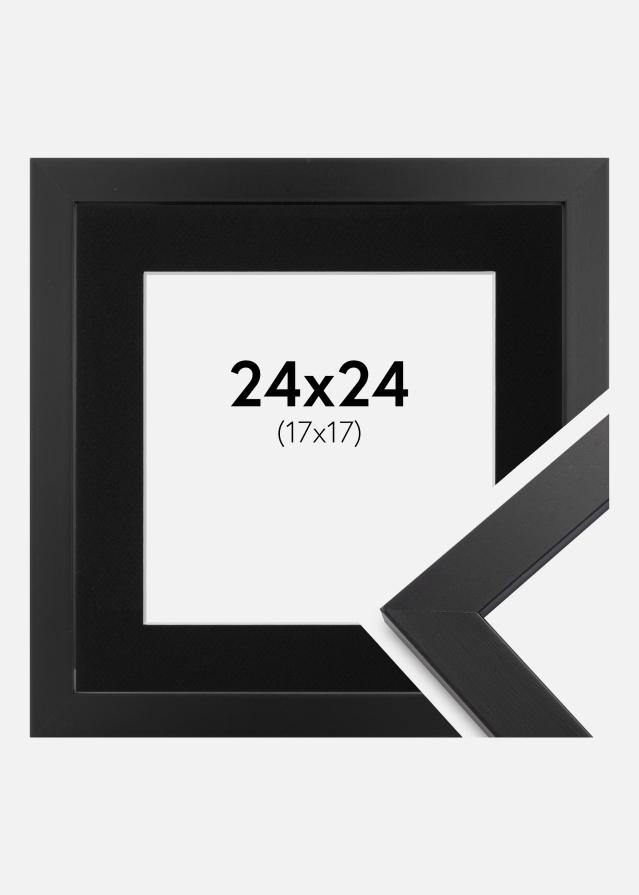 Ram med passepartou Fotolijst Black Wood 24x24 cm - Passe-partout Zwart 18x18 cm