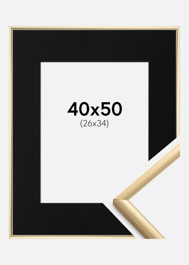 Ram med passepartou Fotolijst New Lifestyle Goud 40x50 cm - Passe-partout Zwart 27x35 cm