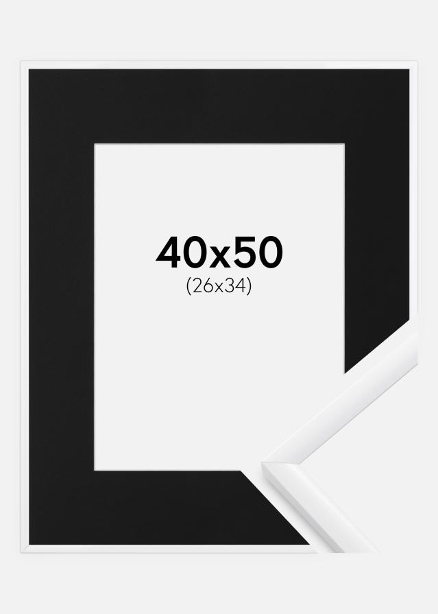Ram med passepartou Fotolijst New Lifestyle Wit 40x50 cm - Passe-partout Zwart 27x35 cm