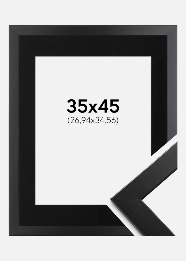 Ram med passepartou Fotolijst Trendline Zwart 35x45 cm - Passe-partout Zwart 11x14 inches