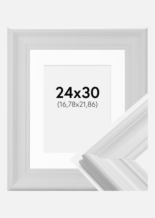 Ram med passepartou Fotolijst Mora Premium Wit 24x30 cm - Passe-partout Wit 7x9 inches