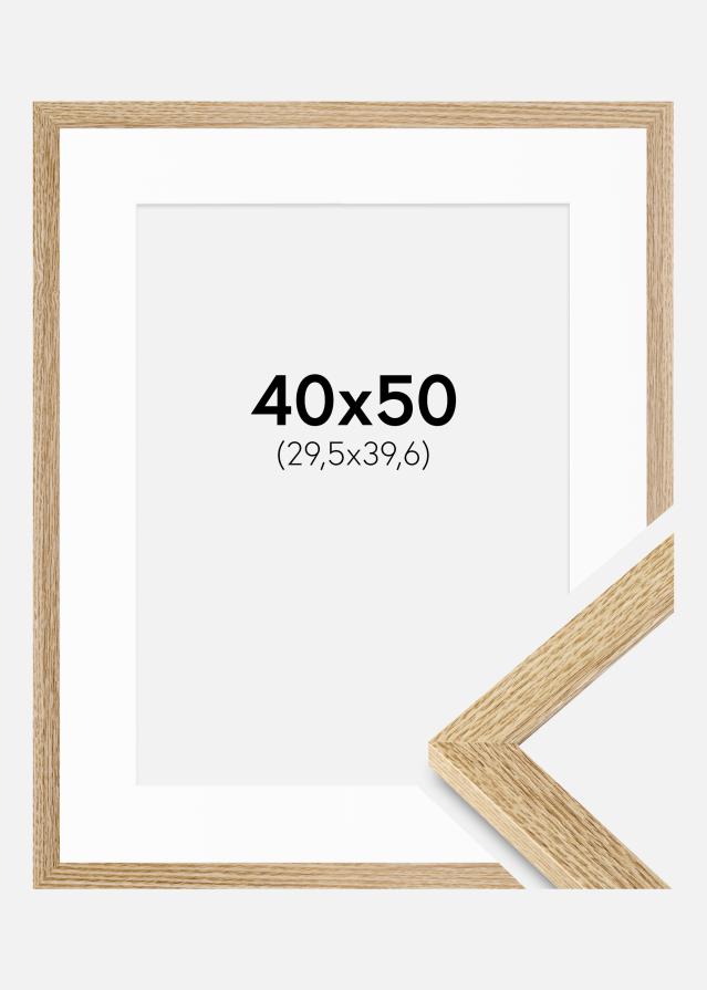 Ram med passepartou Fotolijst Selection Eiken 40x50 cm - Passe-partout Wit 12x16 inches