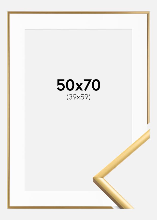 Ram med passepartou Fotolijst New Lifestyle Shiny Gold 50x70 cm - Passe-partout Wit 40x60 cm