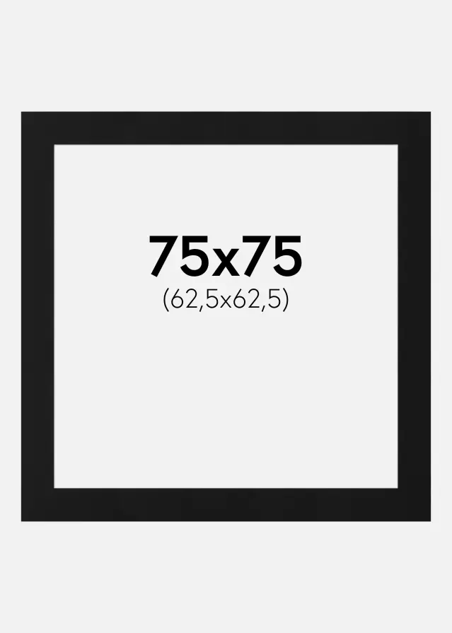 Artlink Passe-partout Zwart Standaard (Witte kern) 75x75 cm (62,5x62,5)