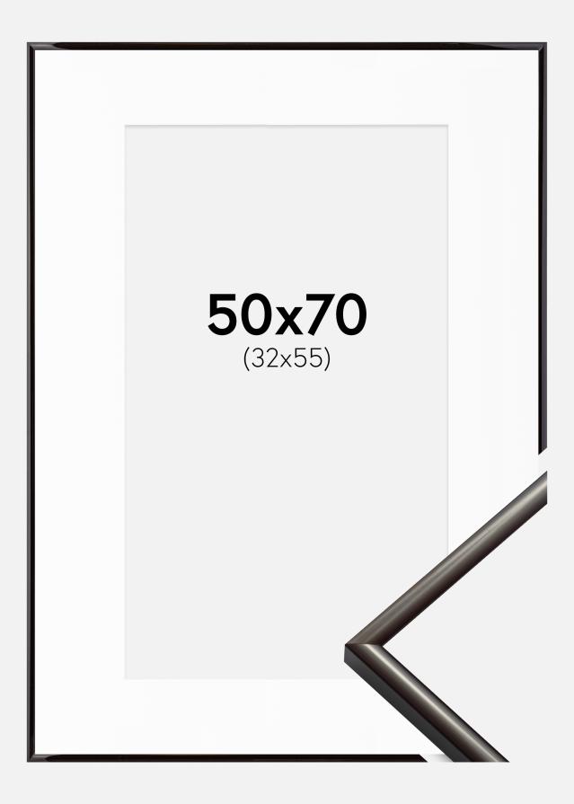 Ram med passepartou Fotolijst New Lifestyle Espresso Brown 50x70 cm - Passe-partout Wit 33x56 cm