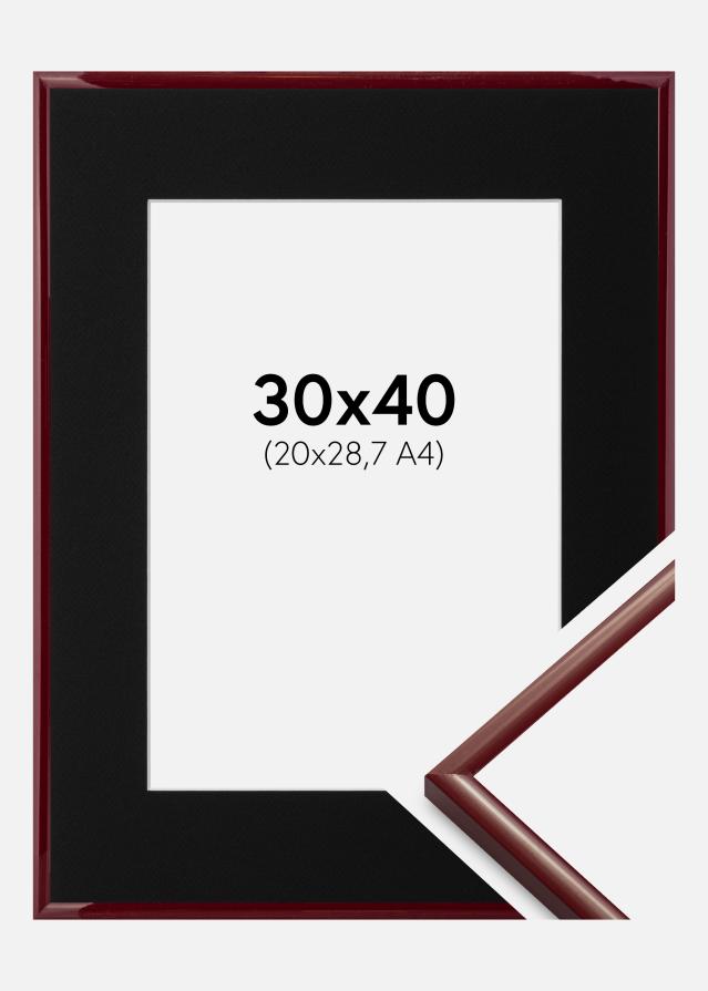 Ram med passepartou Fotolijst New Lifestyle Donkerrood 30x40 cm - Passe-partout Zwart 21x29,7 cm