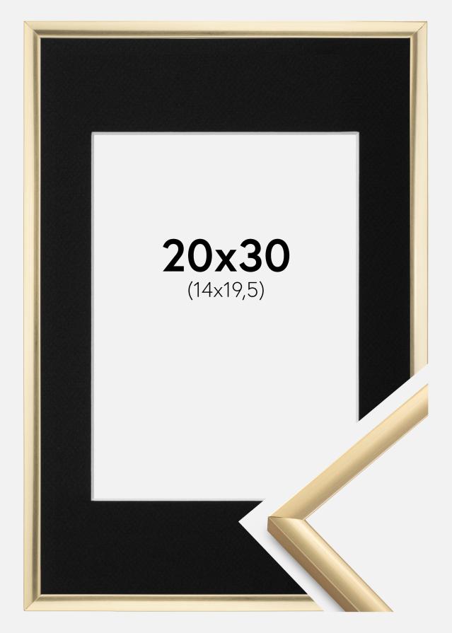 Ram med passepartou Fotolijst New Lifestyle Goud 20x30 cm - Passe-partout Zwart 15x21 cm (A5)