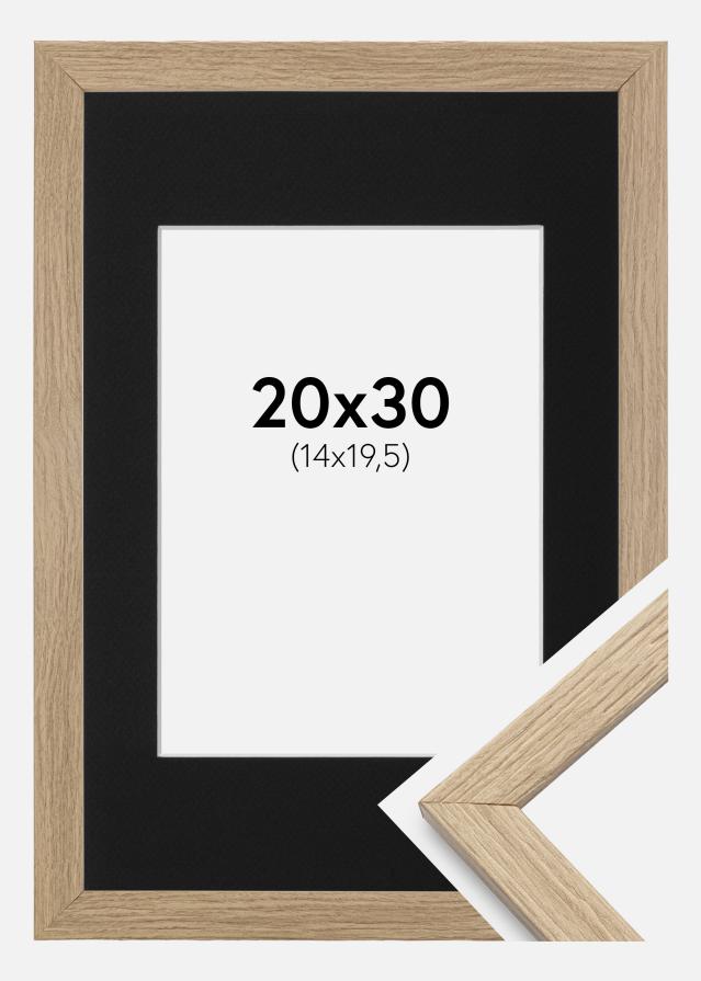 Ram med passepartou Fotolijst Stilren Eiken 20x30 cm - Passe-partout Zwart 15x21 cm