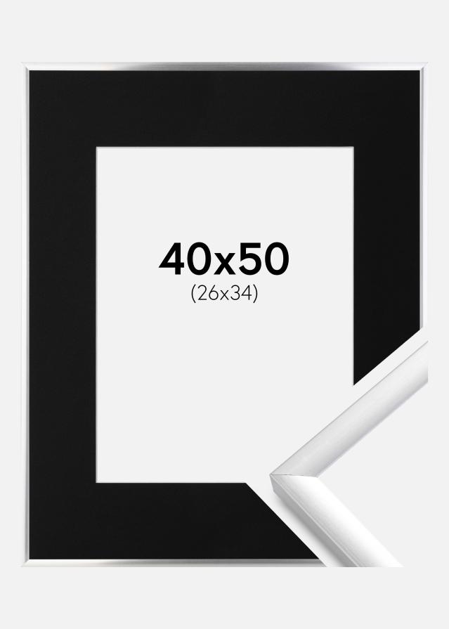 Ram med passepartou Fotolijst New Lifestyle Zilver 40x50 cm - Passe-partout Zwart 27x35 cm