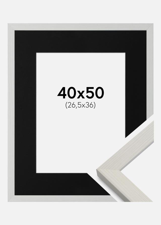 Ram med passepartou Fotolijst Fiorito Wit 40x50 cm - Passe-partout Zwart 27,5x37 cm