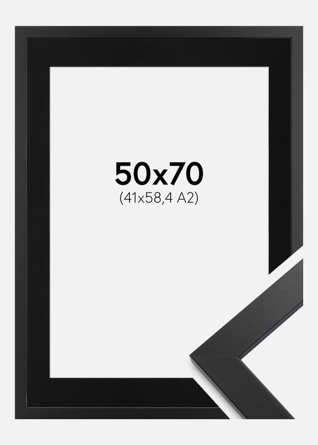 Ram med passepartou Fotolijst Black Wood 50x70 cm - Passe-partout Zwart 42x59,4 cm (A2)
