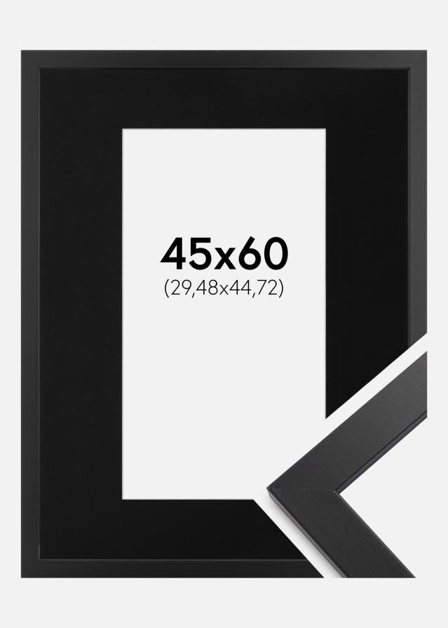 Ram med passepartou Fotolijst Black Wood 45x60 cm - Passe-partout Zwart 12x18 inches
