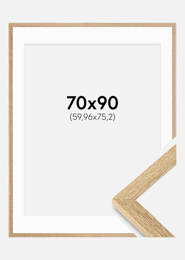 Ram med passepartou Fotolijst Selection Eiken 70x90 cm - Passe-partout Wit 24x30 inches
