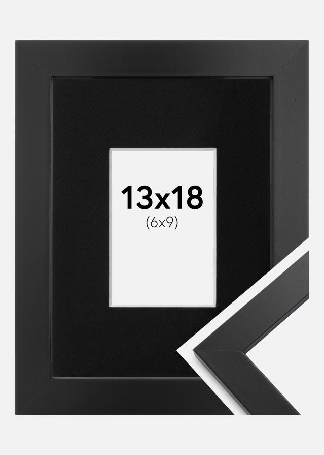Ram med passepartou Fotolijst Black Wood 13x18 cm - Passe-partout Zwart 7x10 cm