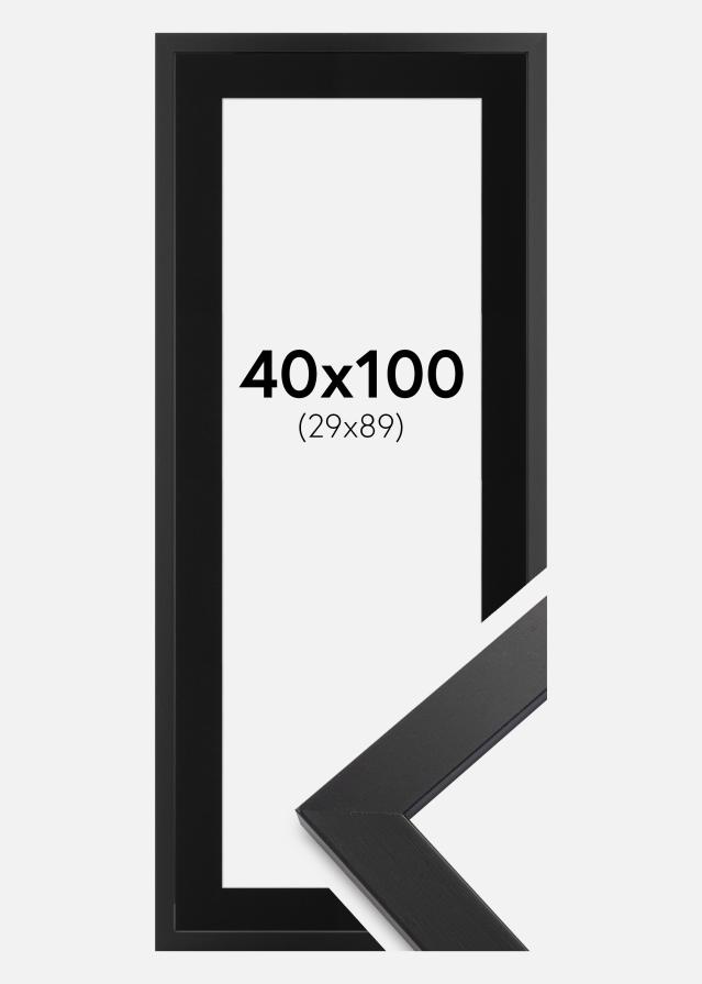 Ram med passepartou Fotolijst Black Wood 40x100 cm - Passe-partout Zwart 30x90 cm